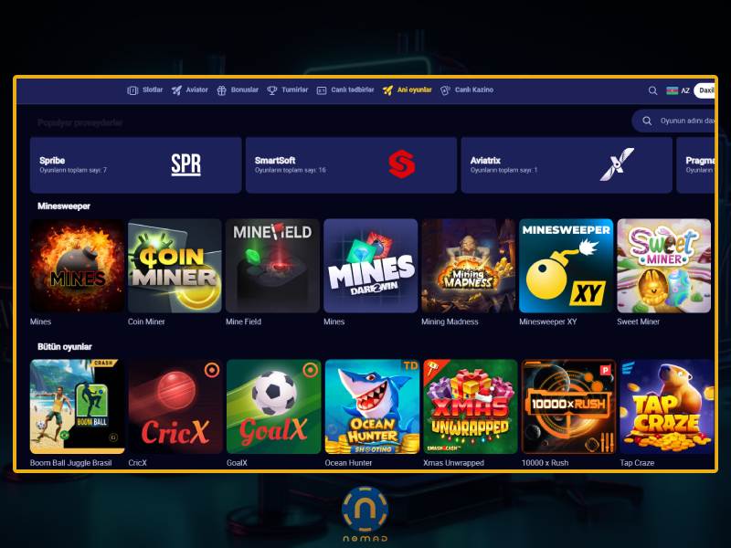 Nomad Casino mobil proqramında bonus proqramları