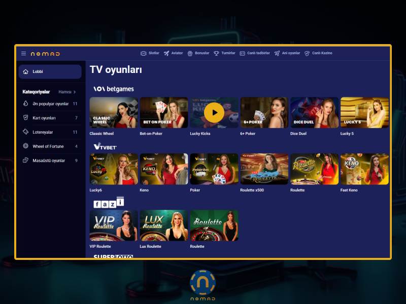 Nomad Casino Canlı Bahis Xüsusiyyətləri