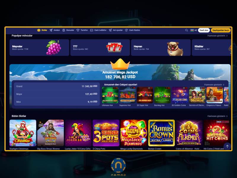 Nomad Casino: hansı qumar oyunları mövcuddur?